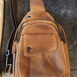 NWT Western Leather Goods Brown Leather Sling Bag